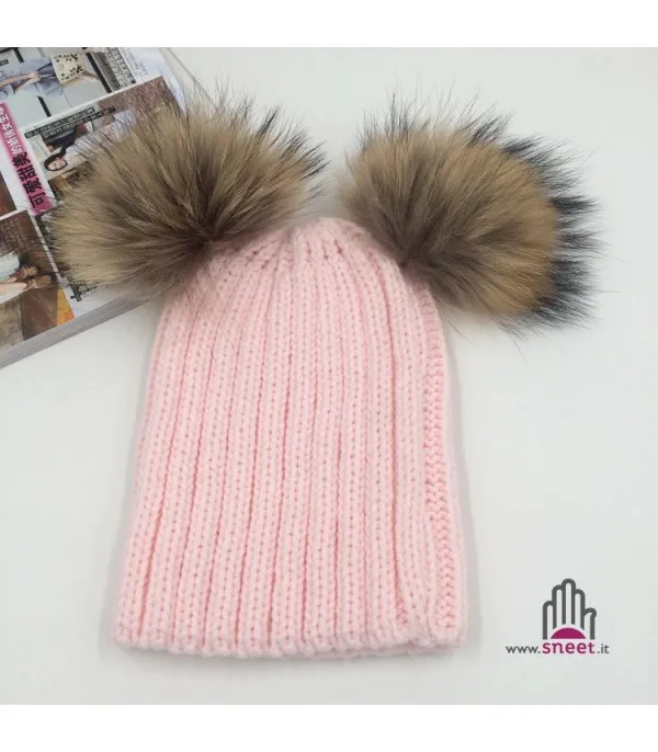 Cappellino double pon-pon adulti