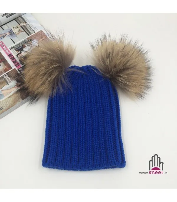Cappellino double pon-pon adulti
