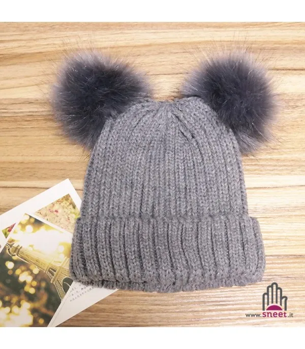 Cappellino double pon-pon adulti