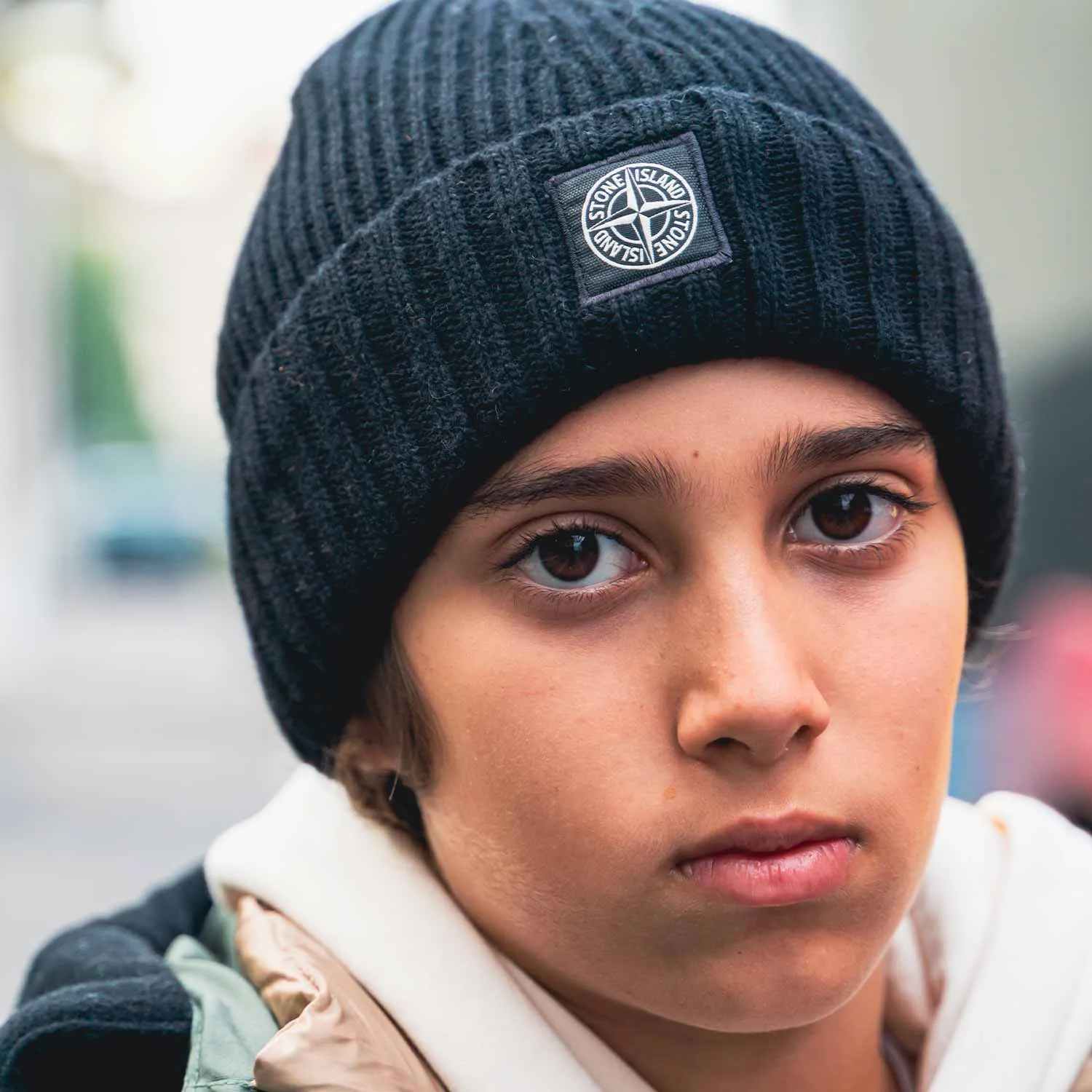 Cappello Di Lana Nero A Coste Bambino E Teen