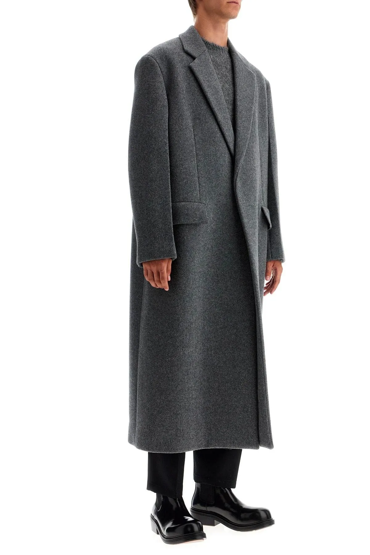 Cappotto di lana in feltro lungo Jil Sander