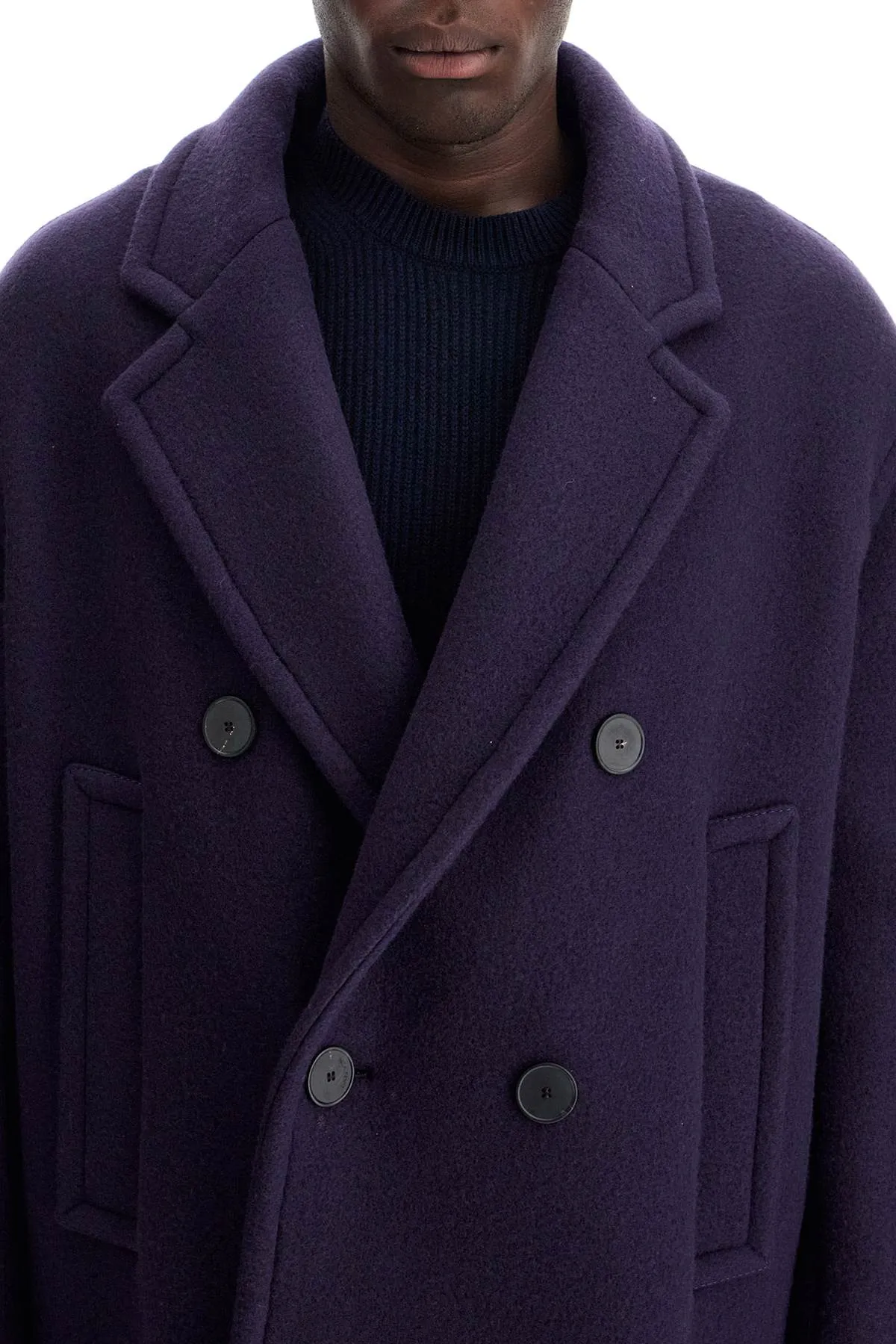 Cappotto di lana pesante a doppio petto di Lanvin
