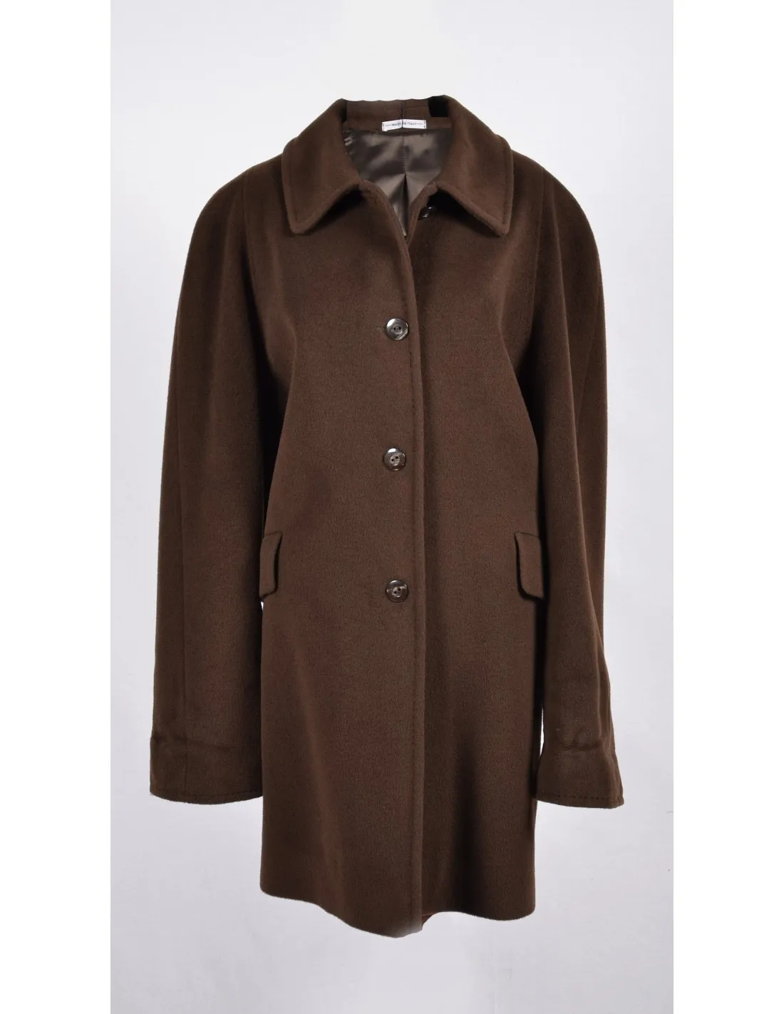 Cappotto Donna in lana pregiata mod Aurora Collo Camicia Marrone
