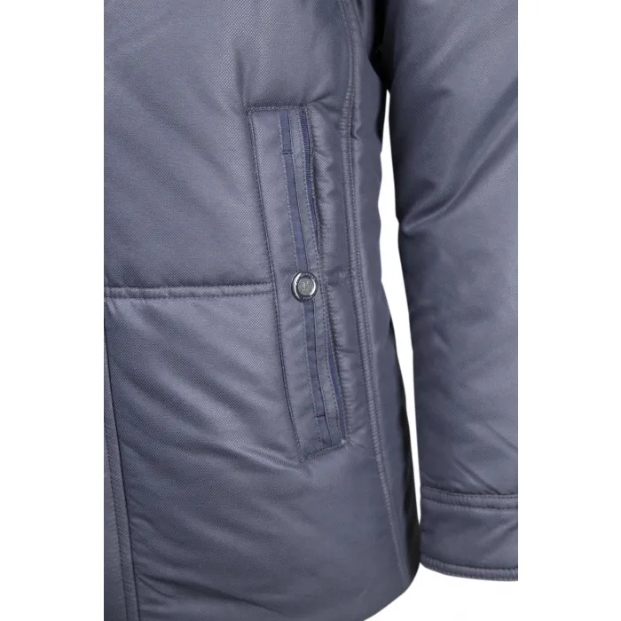 Cappotto invernale con collo di pelliccia con zip Sea Barrier Blu scuro