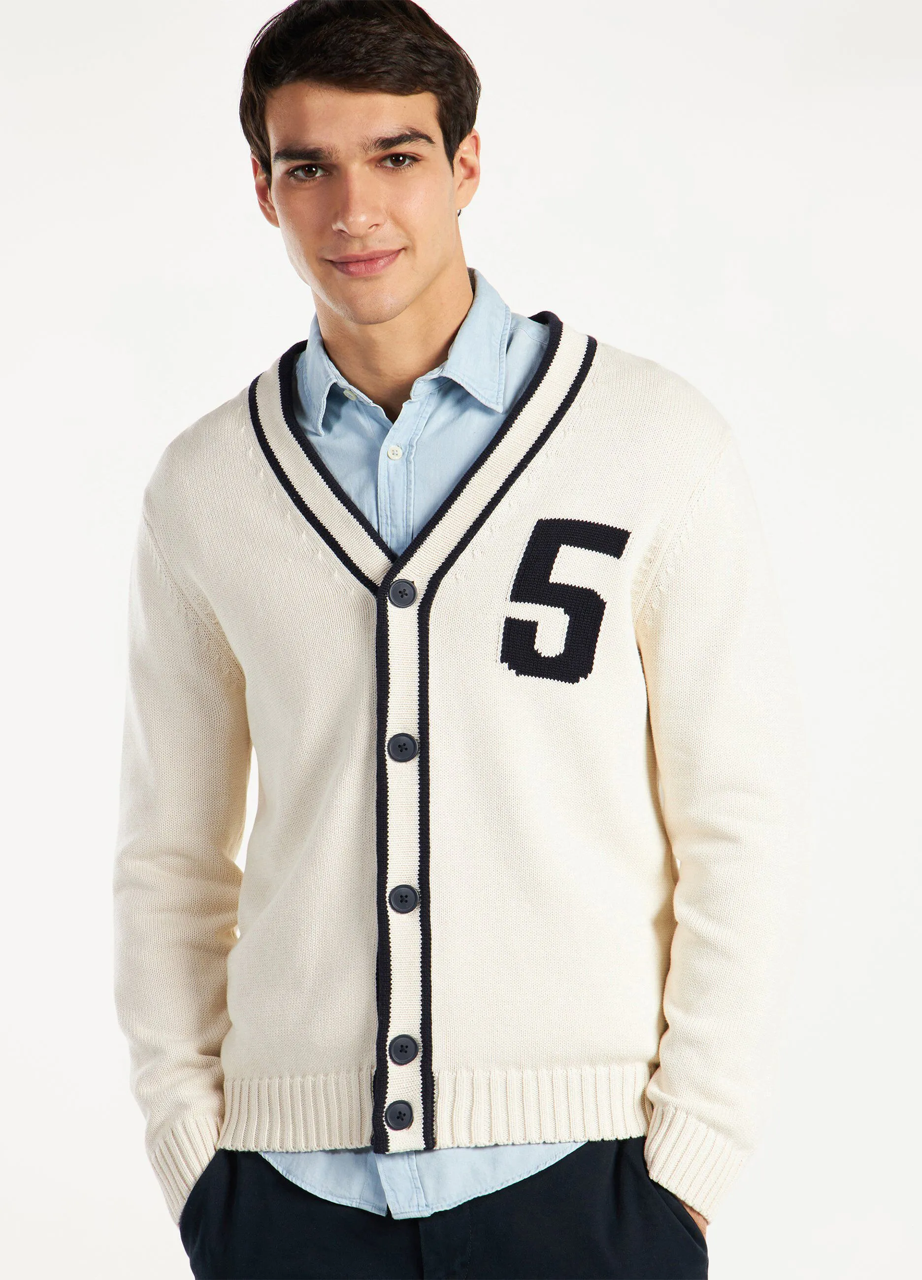 Cardigan college in tricot uomo