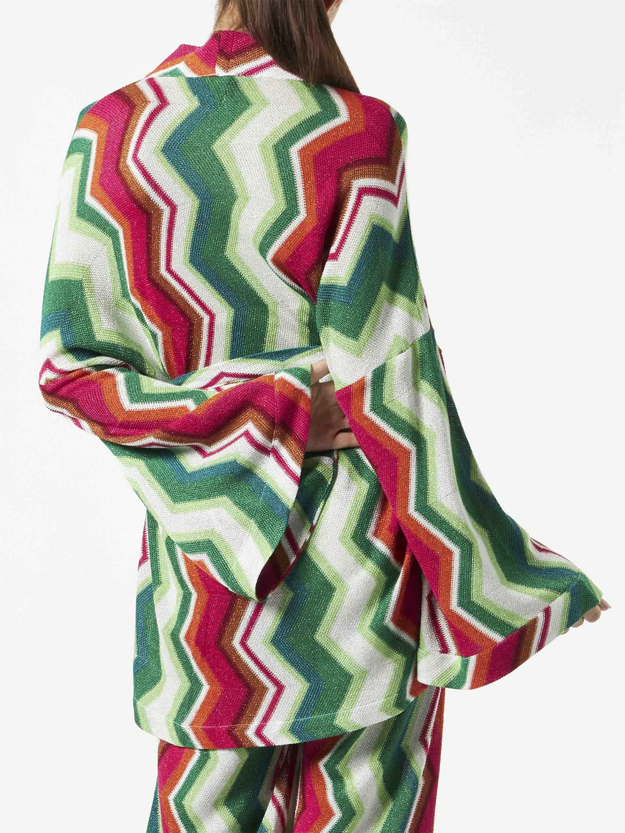 Cardigan kimono in maglia chevron