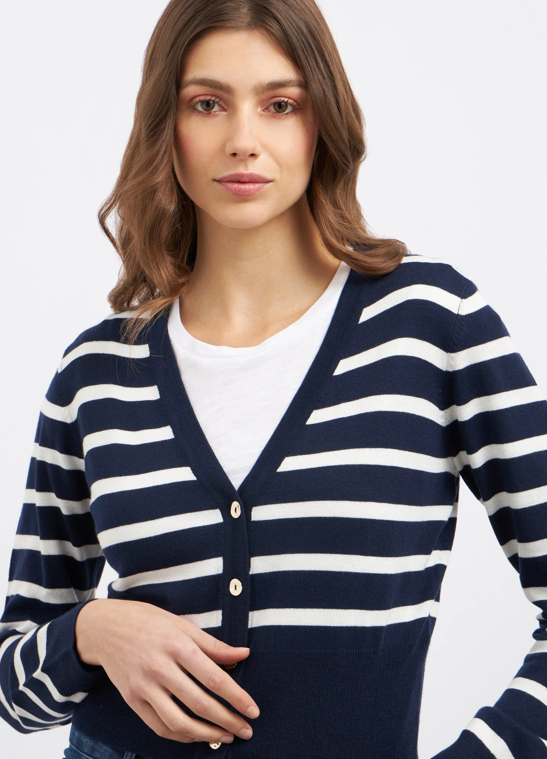 Cardigan misto viscosa a righe donna