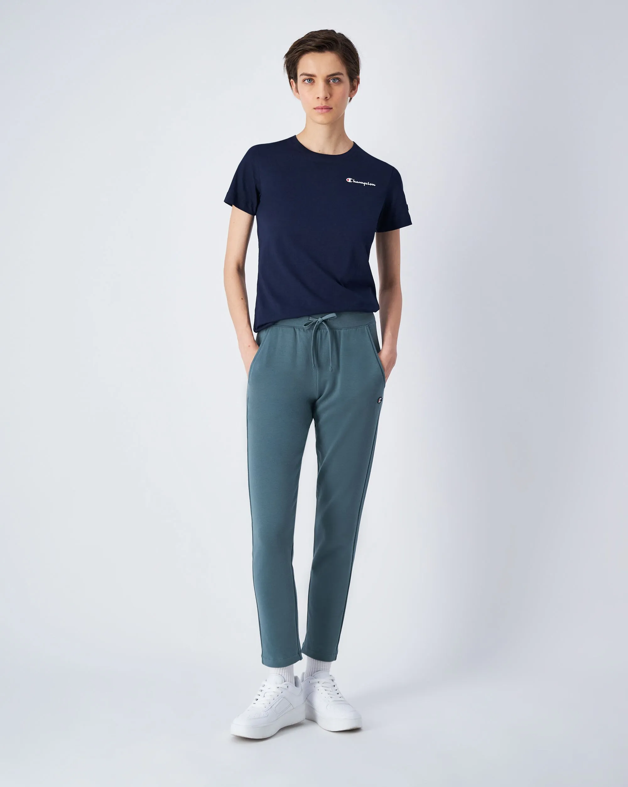 Champion Pantaloni Slim Fit Con Coulisse e Tasche Grigio Donna