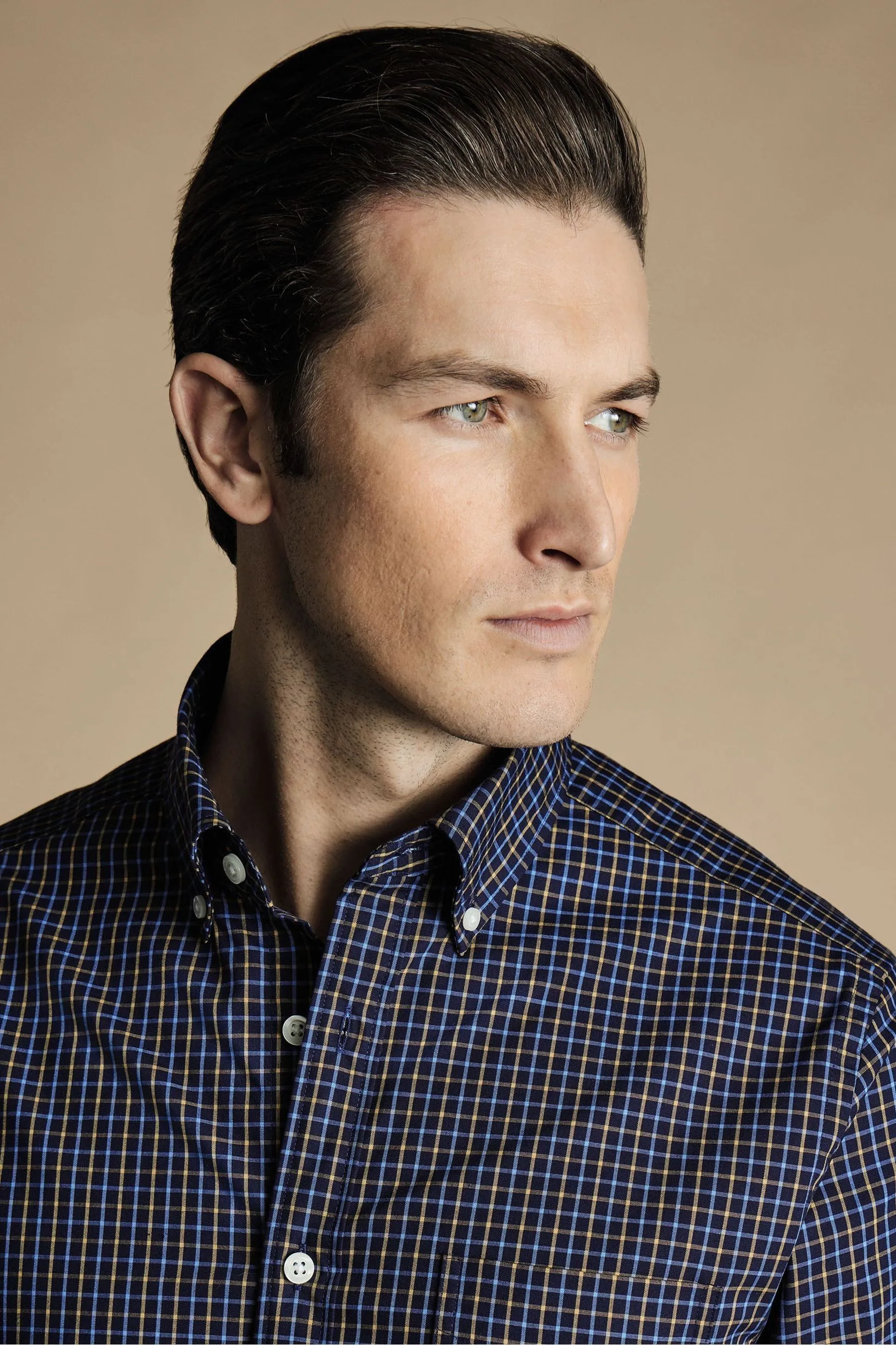 Charles Tyrwhitt - Camicia A quadri stiro elasticizzata Vestibilità attillata / Slim in popeline