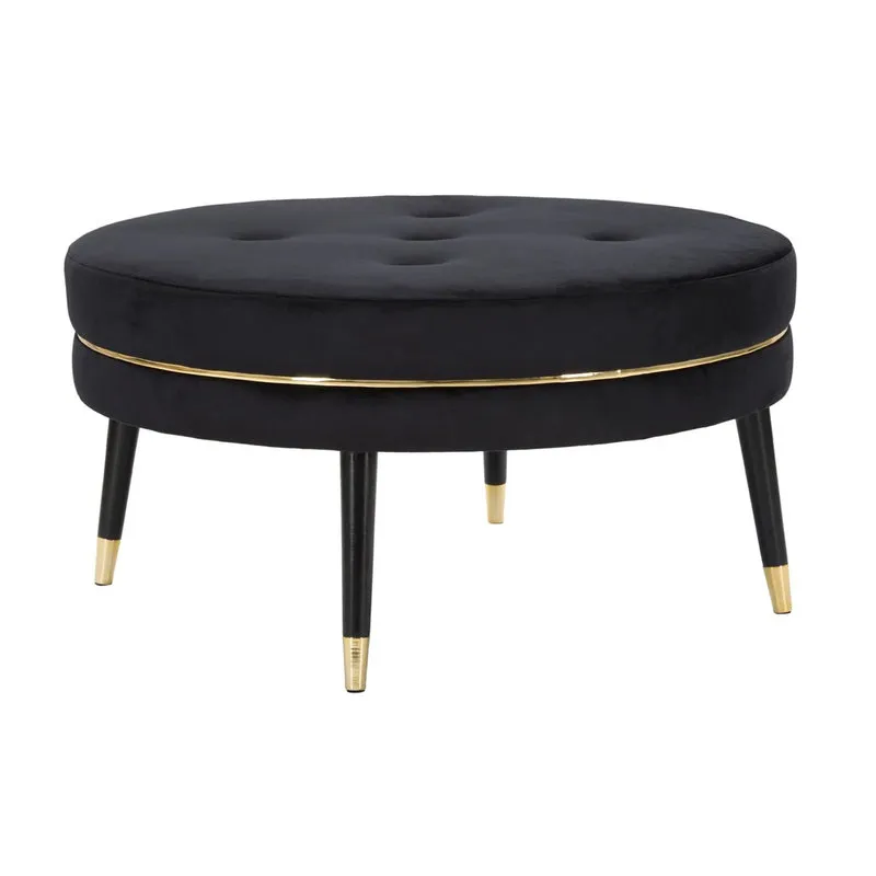Charme 1921 Puff Paris Xxl Nero/gold cm 90x46