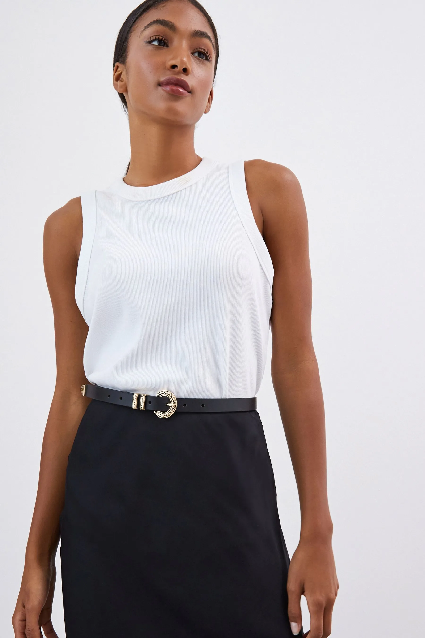 Cintura skinny stile western in pelle
