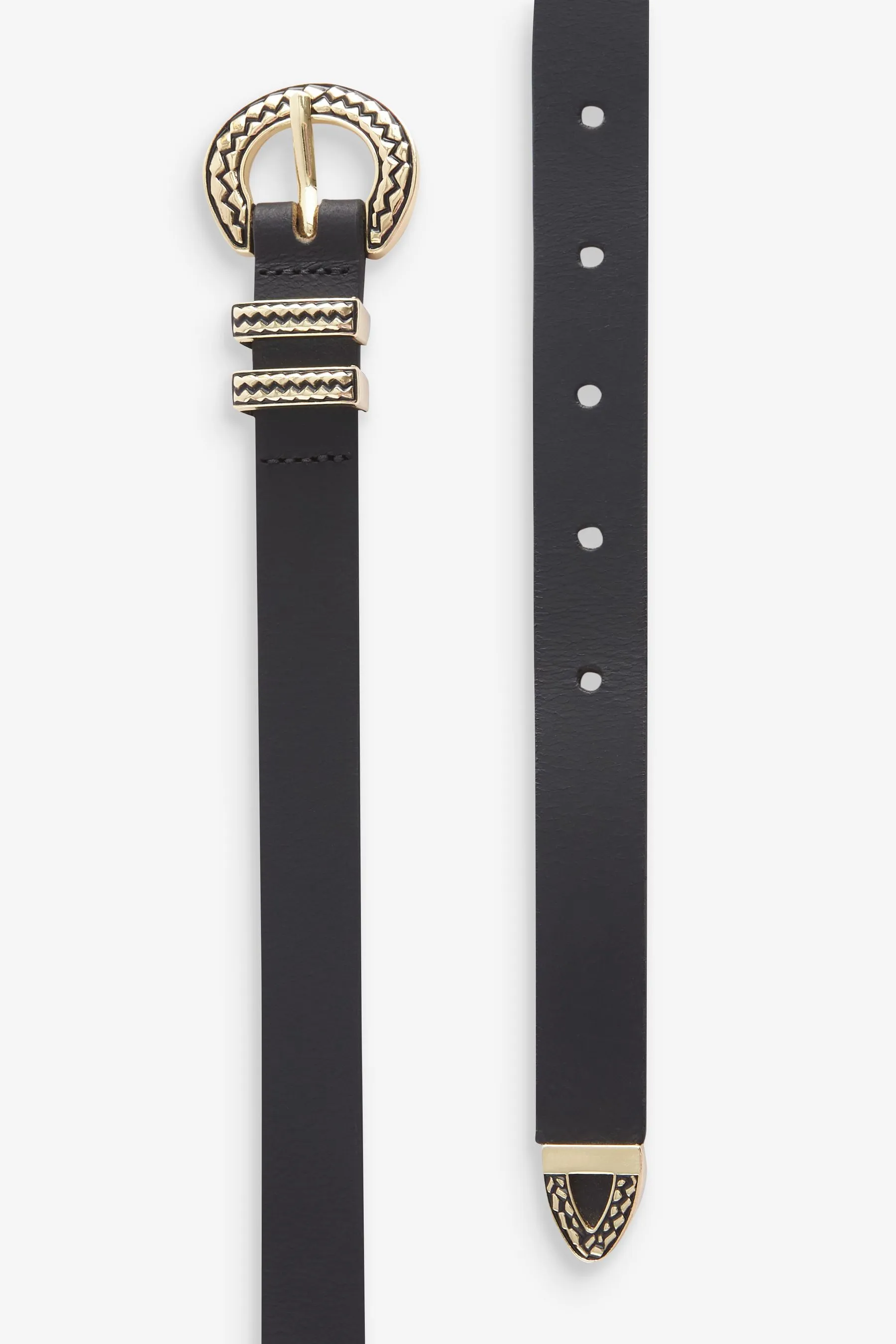 Cintura skinny stile western in pelle