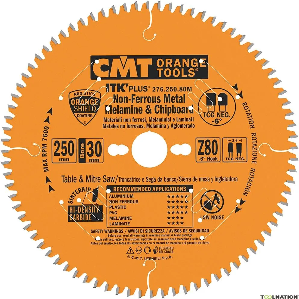CMT 276.250.80M Lama da taglio sottile a denti piatti e trapezoidali (TCG) 250 x 30 x 80T per metalli non ferrosi