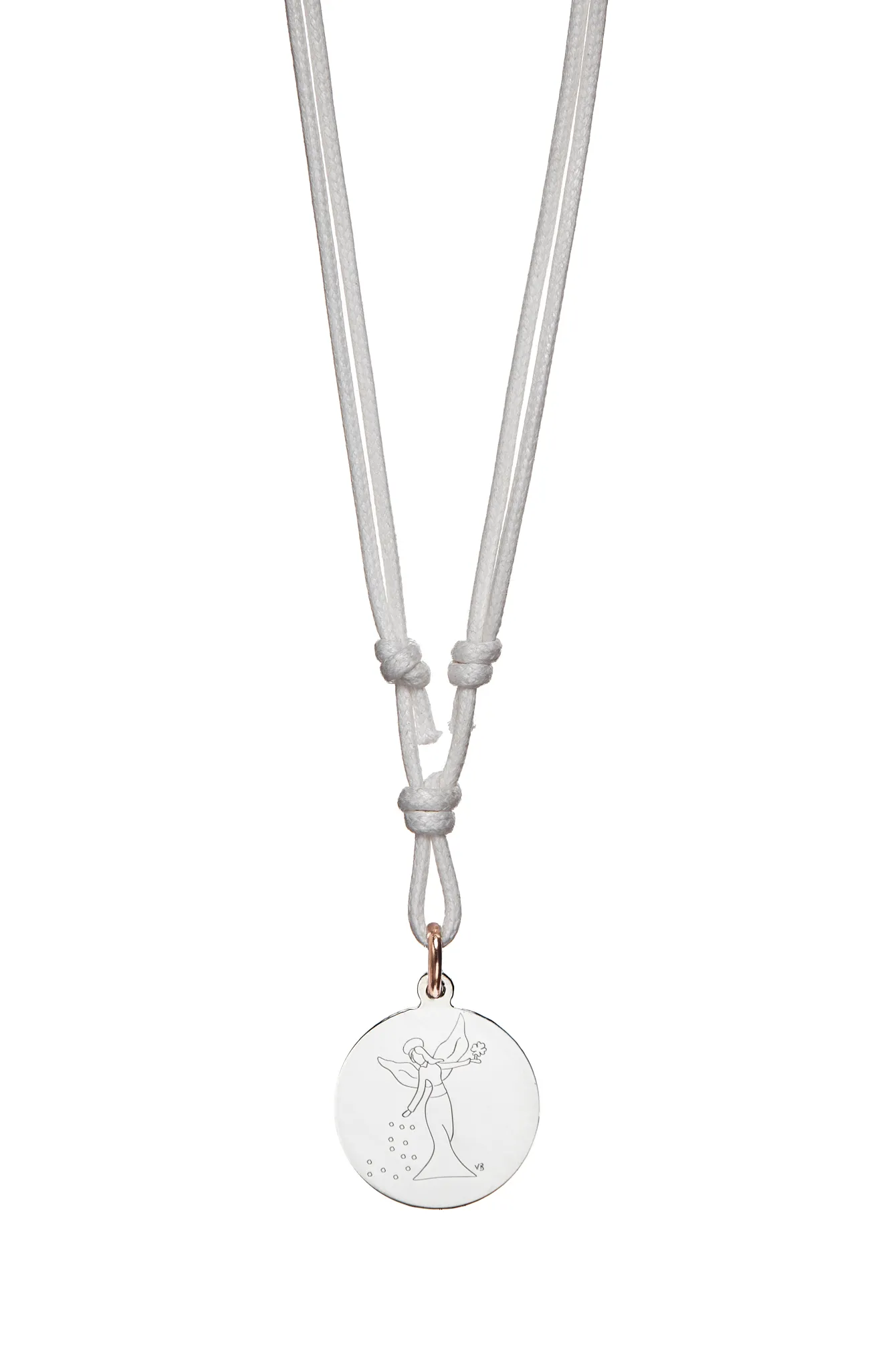 COLLANA CORDINO BIANCO CON ANGELO
