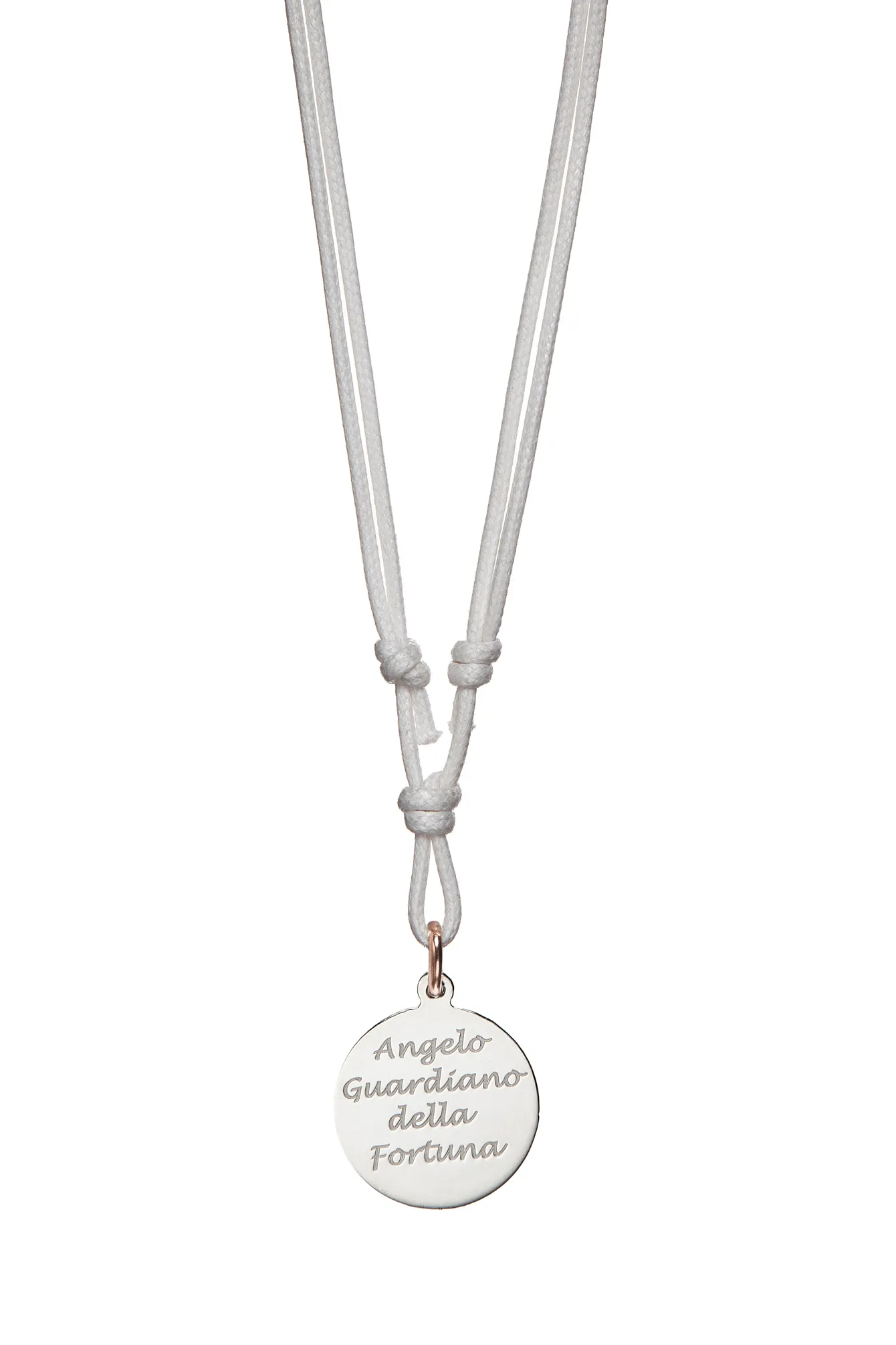 COLLANA CORDINO BIANCO CON ANGELO