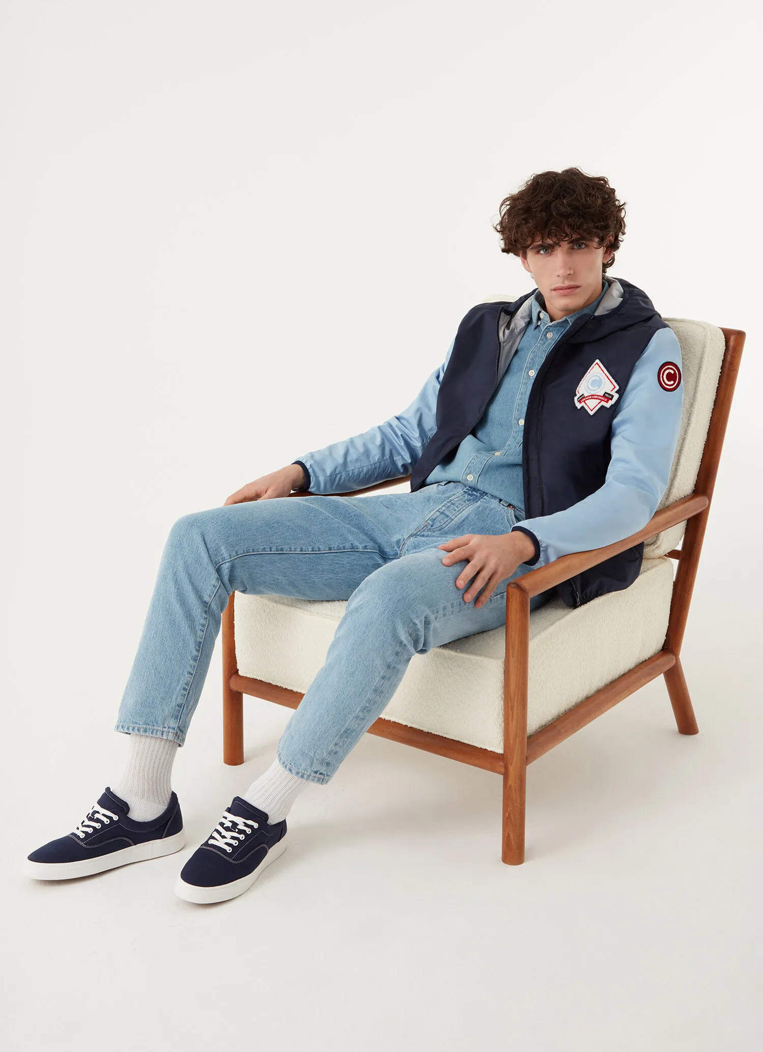 Colour block Varsity cotton jacket