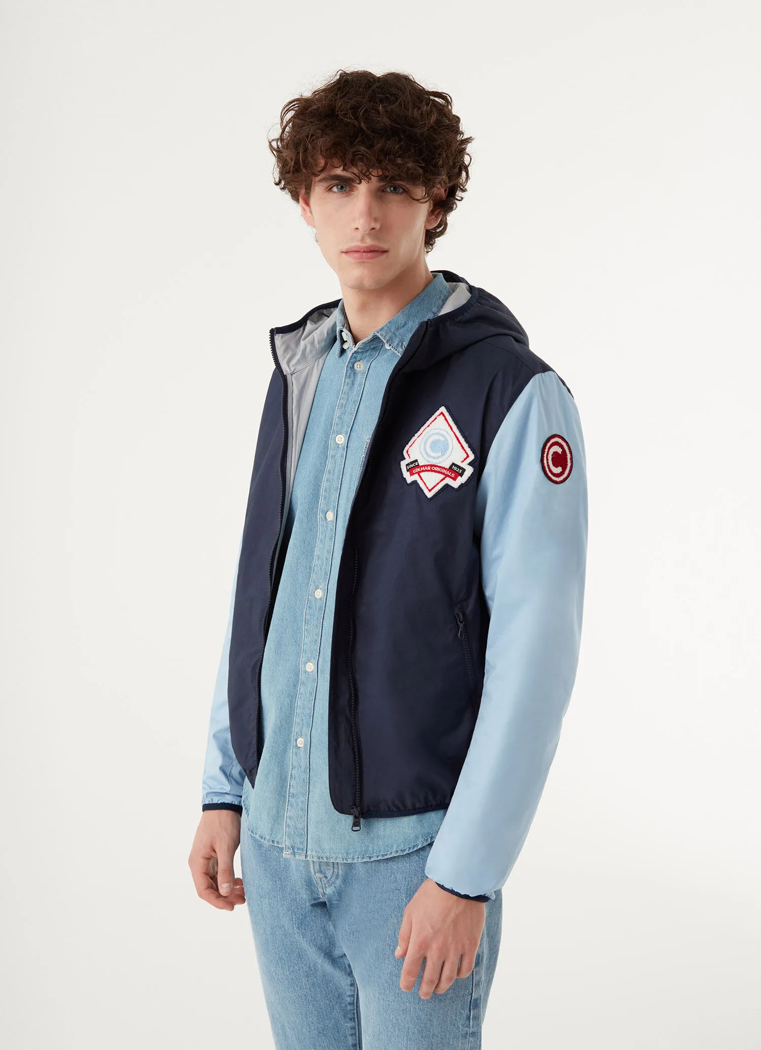 Colour block Varsity cotton jacket