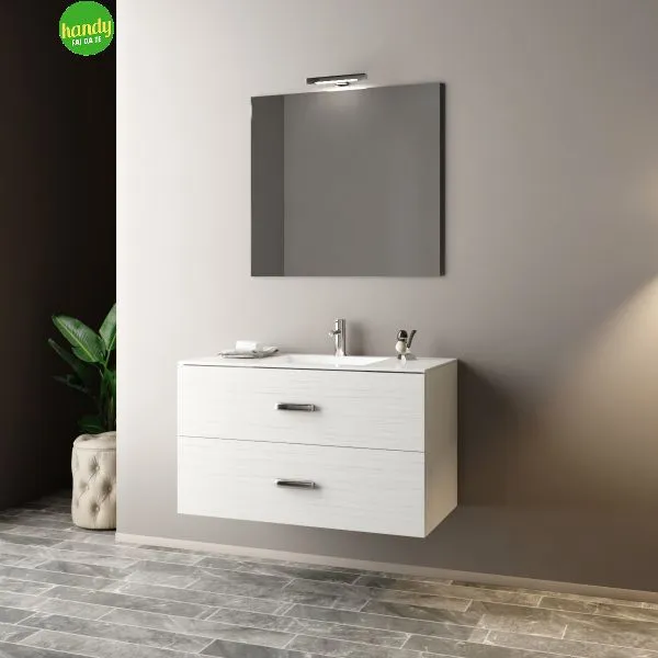 Composizione bagno sospesa Mobo Simona cm. 90 bianco frassinato
