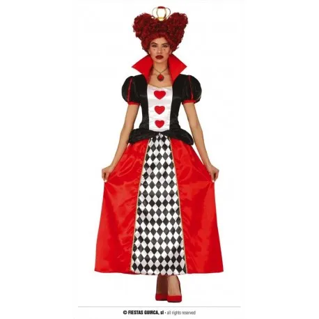 Costume dama regina di cuori vestitno nero rosso Alice