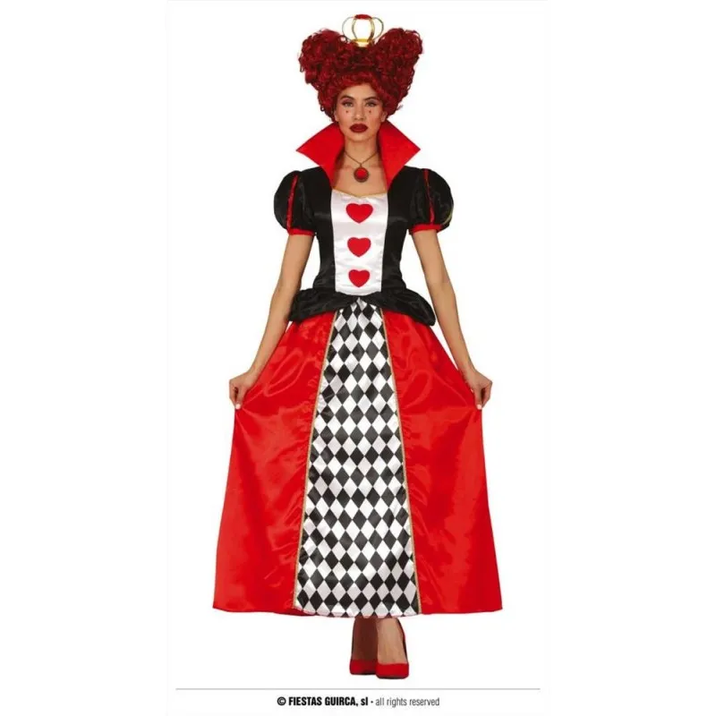 Costume dama regina di cuori vestitno nero rosso Alice