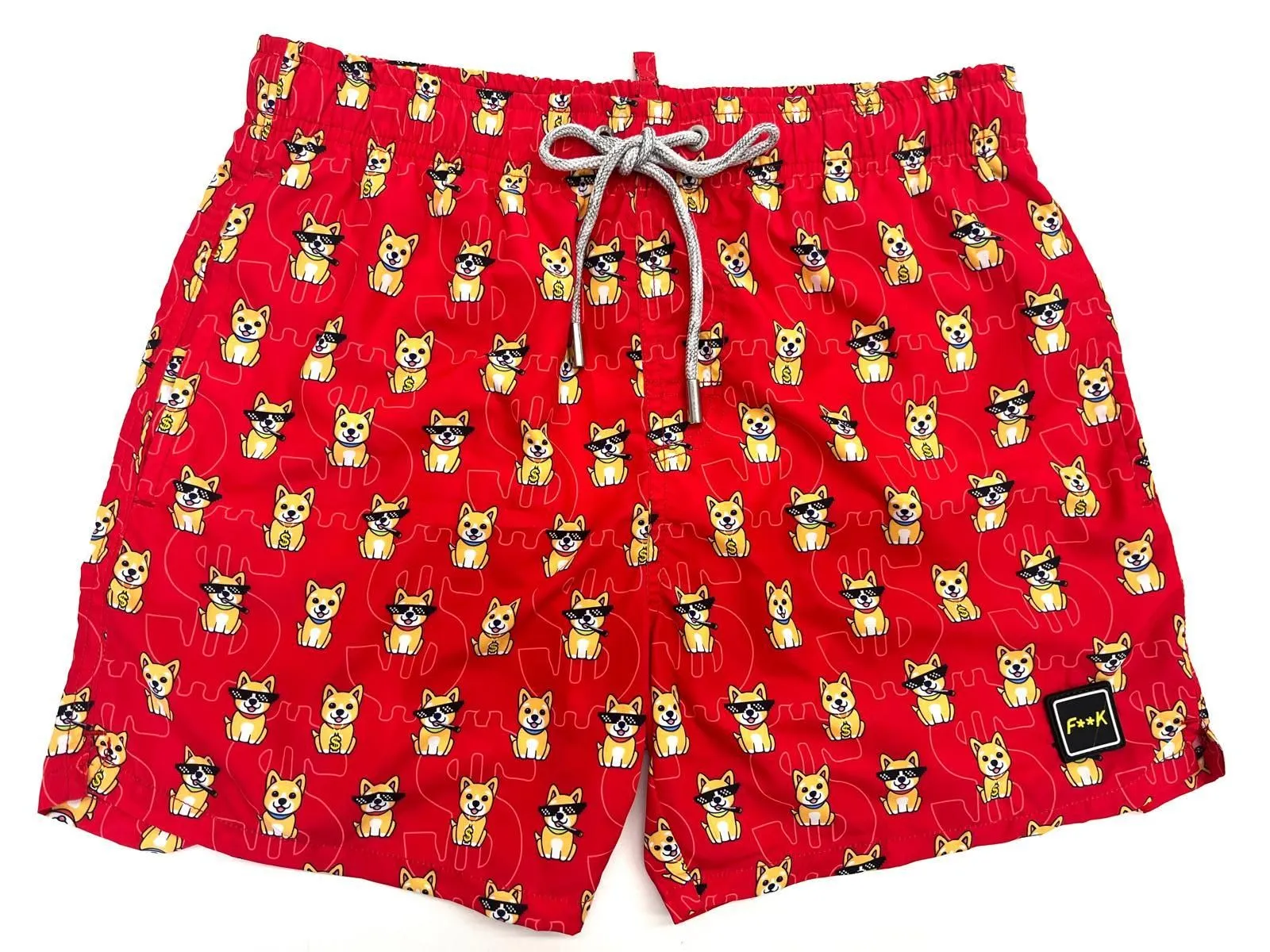 COSTUME ROSSO IN TECHNO STAMPATO