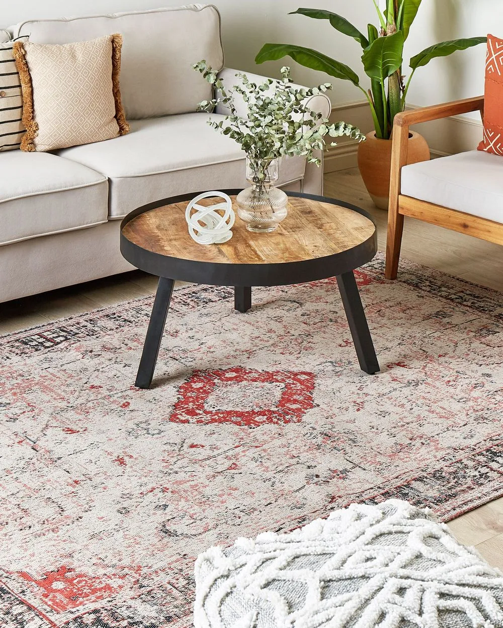 Cotton Area Rug 160 x 230 cm Red and Beige ATTERA