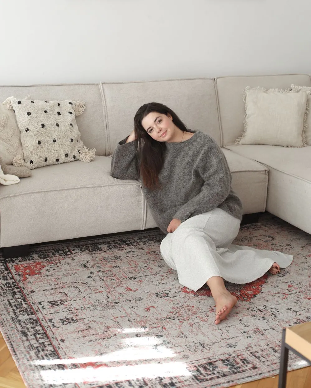 Cotton Area Rug 160 x 230 cm Red and Beige ATTERA