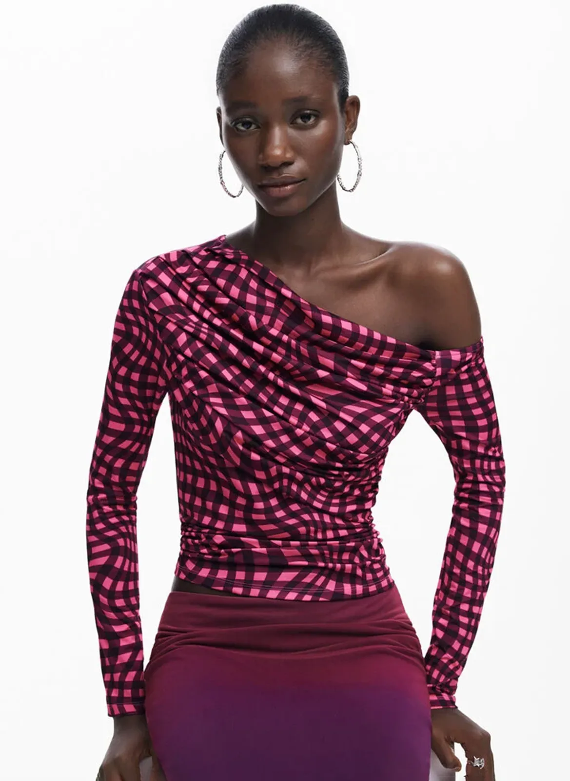  DESIGUAL   Maglietta stampata asimmetrica | Rosso