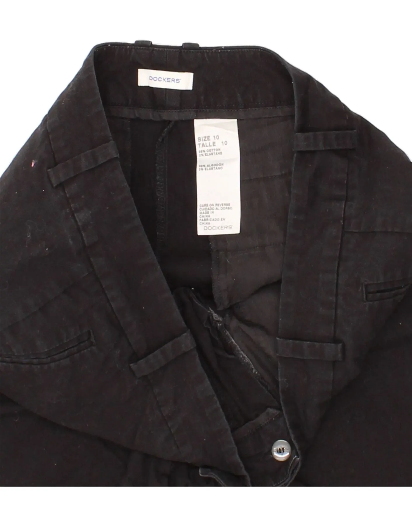 DOCKERS Womens Chino Shorts US 10 Large W34  Black Cotton