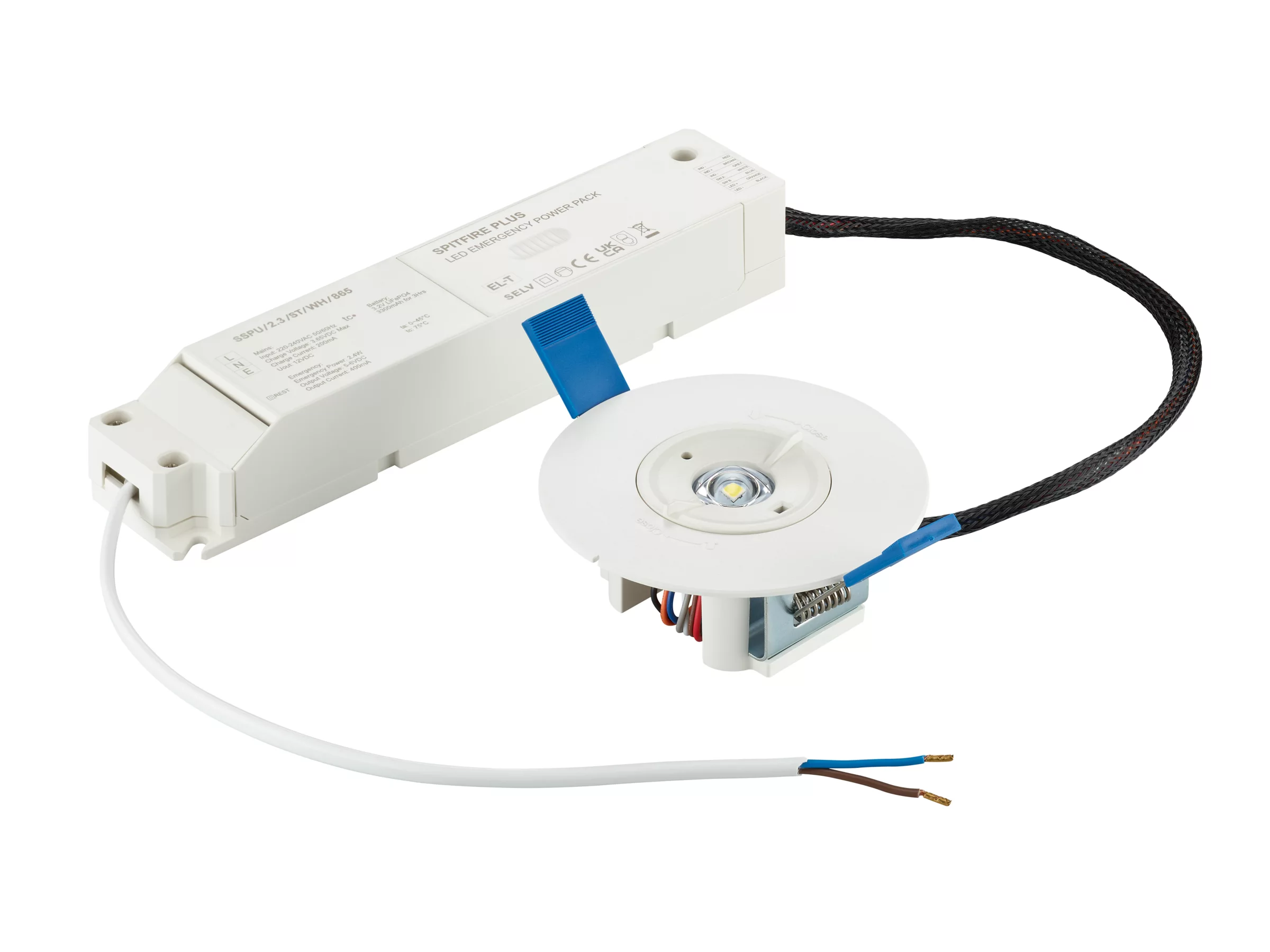 Downlight di emergenza, Recessed emergency downlight, 3 W, 3 W, D95 mm; H31 mm, 328 lm, 6500 K, IP20, ELP3h