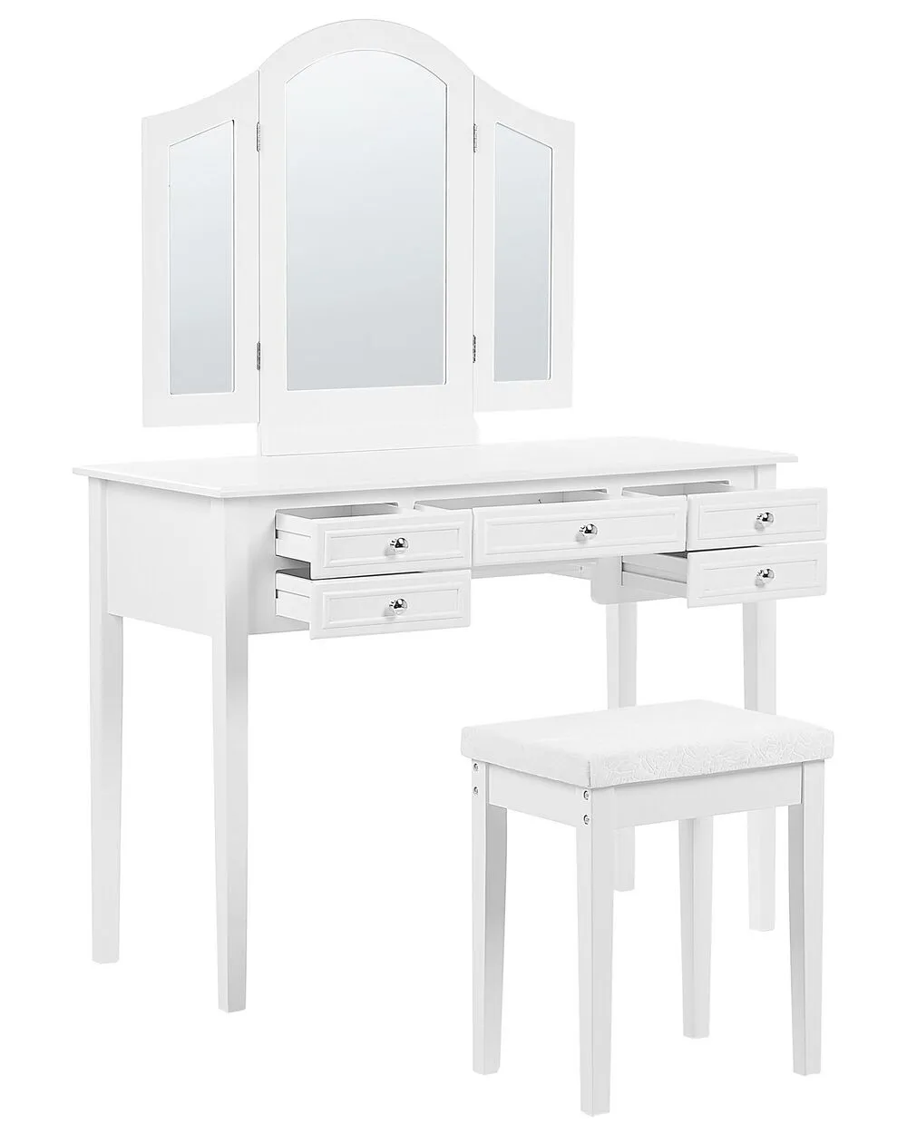Dressing Table with Mirror and Stool LUMIERE White