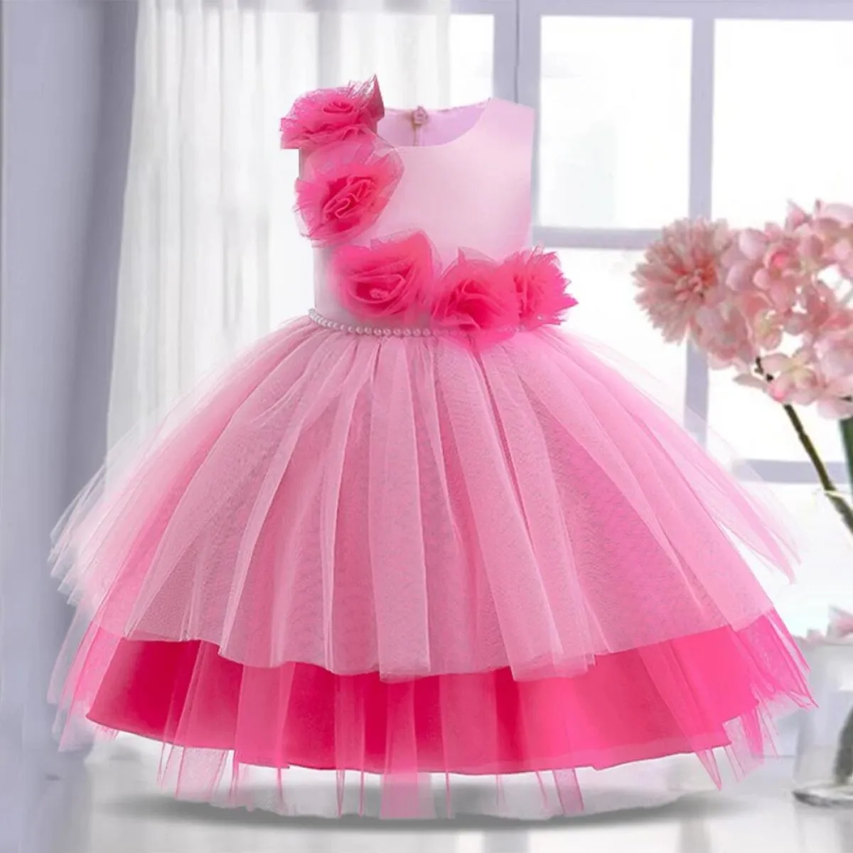 Elegante abito da ragazza di fiori per matrimonio, compleanno, tutù formale, abito da sera di gala per bambini, gilet