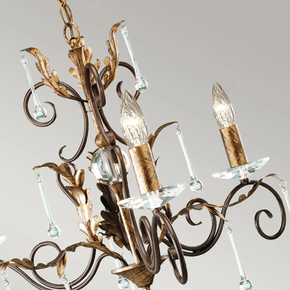 Elstead Lighting  Lampadario classico piccolo in acciaio con 3 diffusori e dettagli in vetro Amarilli - 60W