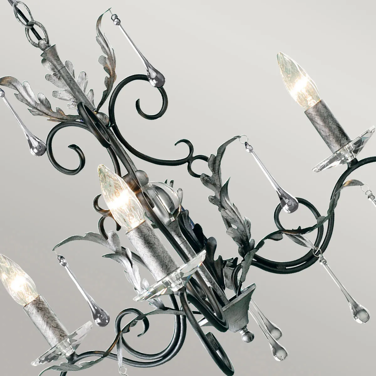 Elstead Lighting  Lampadario classico piccolo in acciaio con 3 diffusori e dettagli in vetro Amarilli - 60W