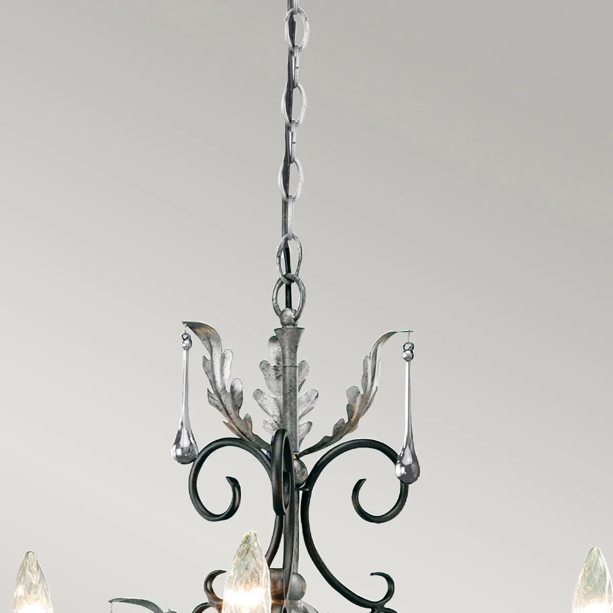 Elstead Lighting  Lampadario classico piccolo in acciaio con 3 diffusori e dettagli in vetro Amarilli - 60W