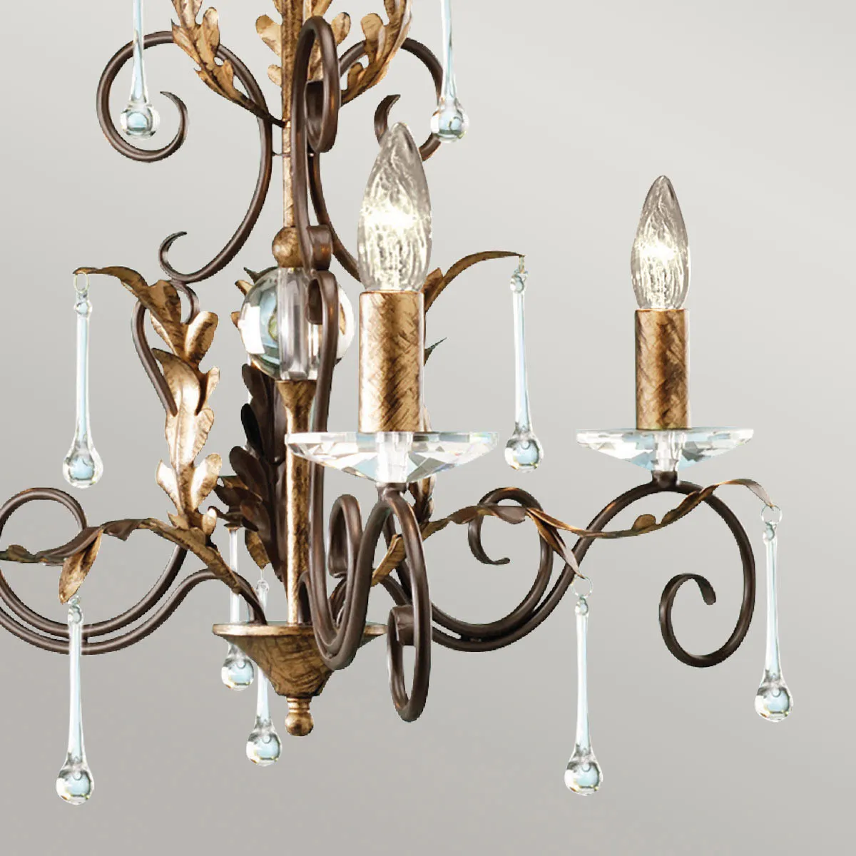 Elstead Lighting  Lampadario classico piccolo in acciaio con 3 diffusori e dettagli in vetro Amarilli - 60W