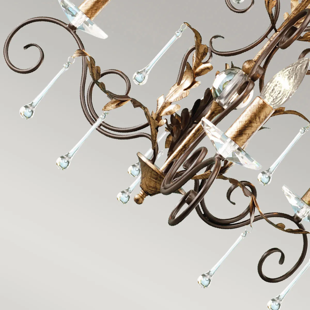Elstead Lighting  Lampadario classico piccolo in acciaio con 3 diffusori e dettagli in vetro Amarilli - 60W