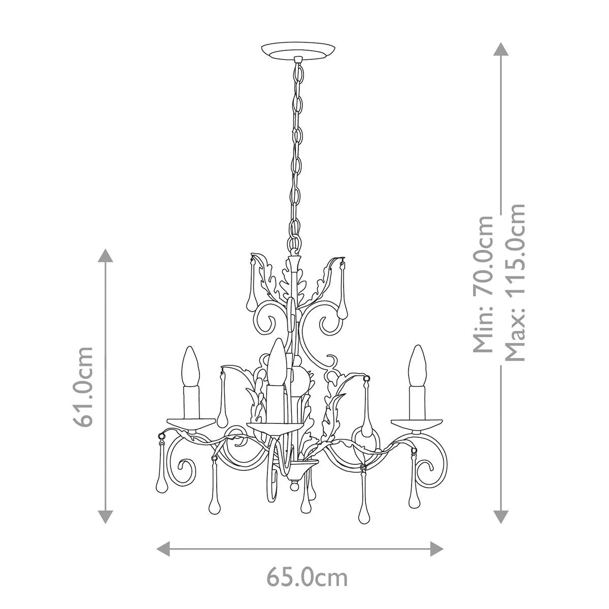 Elstead Lighting  Lampadario classico piccolo in acciaio con 3 diffusori e dettagli in vetro Amarilli - 60W