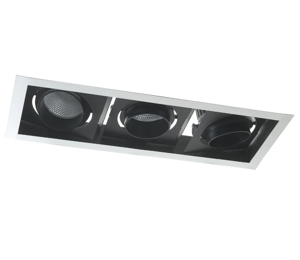 Faretto Da Incasso Rettangolare 3 Luci Orientabili Led 60w Apollo Intec Light