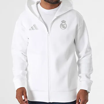 Felpa con cappuccio Real Madrid Zip IT3805 Bianco