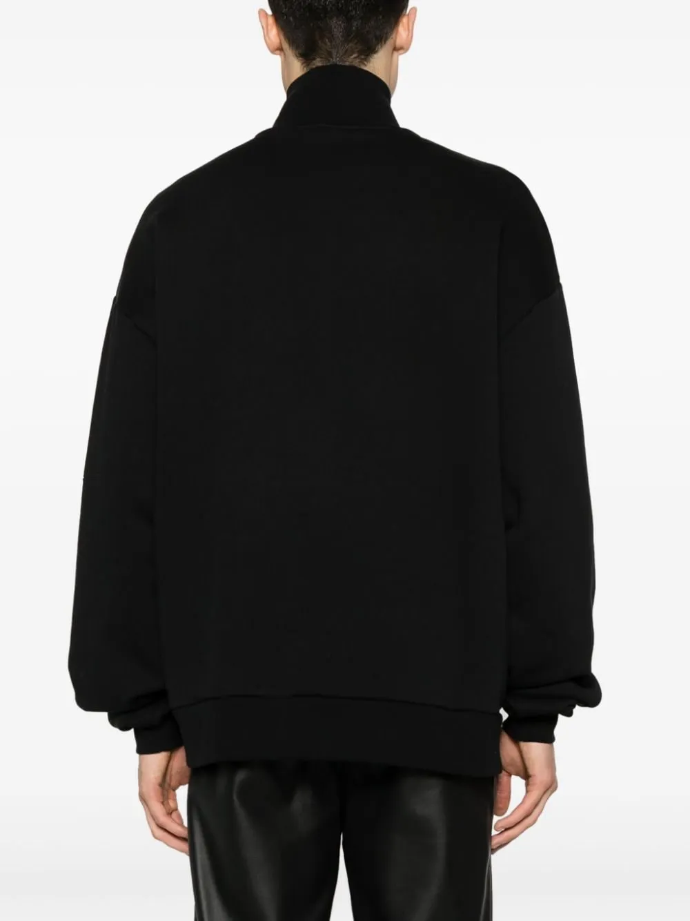 Felpa con mezza zip in nero - uomo