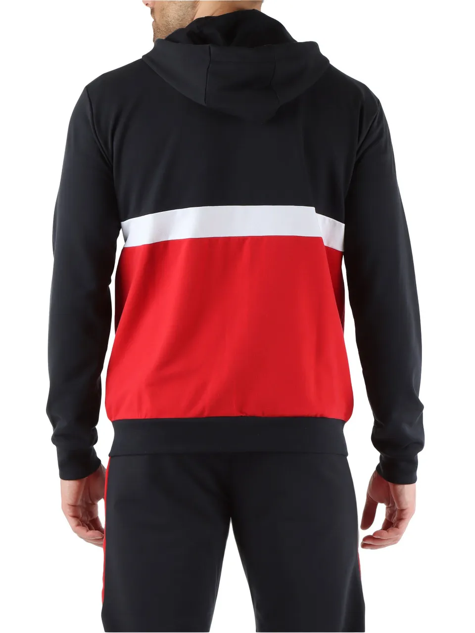 Felpa in misto cotone con zip e inserti a contrasto