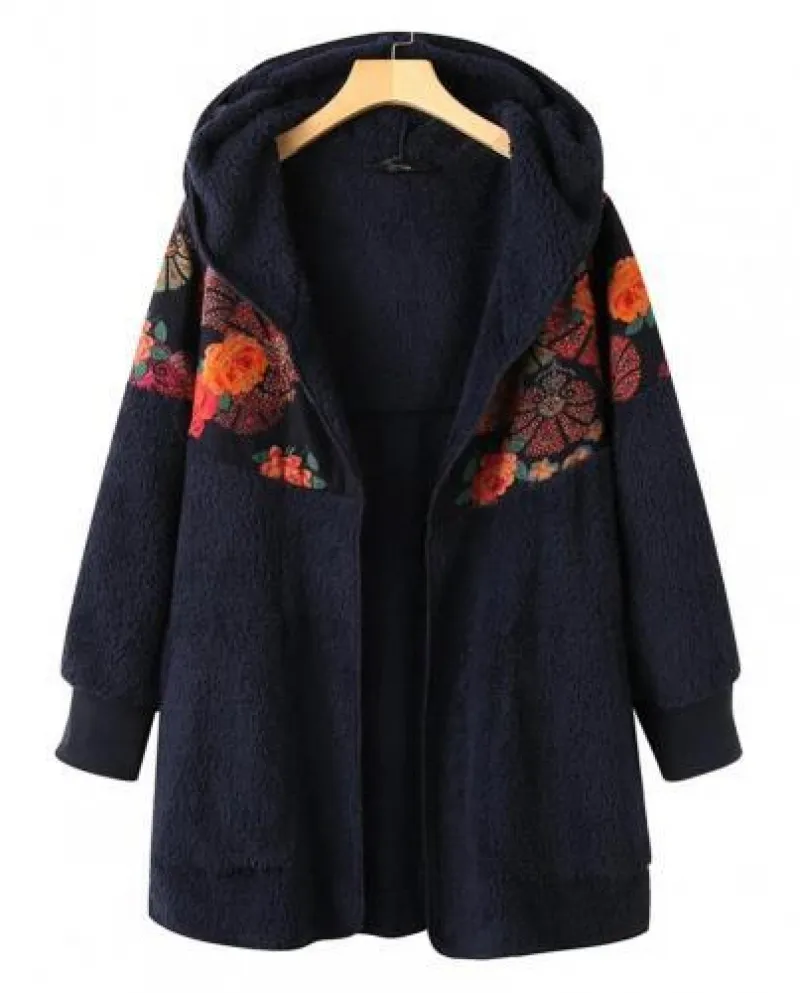 Felpe con cappuccio con chiusura a cerniera Cappotto invernale a maniche lunghe da donna Velluto double face