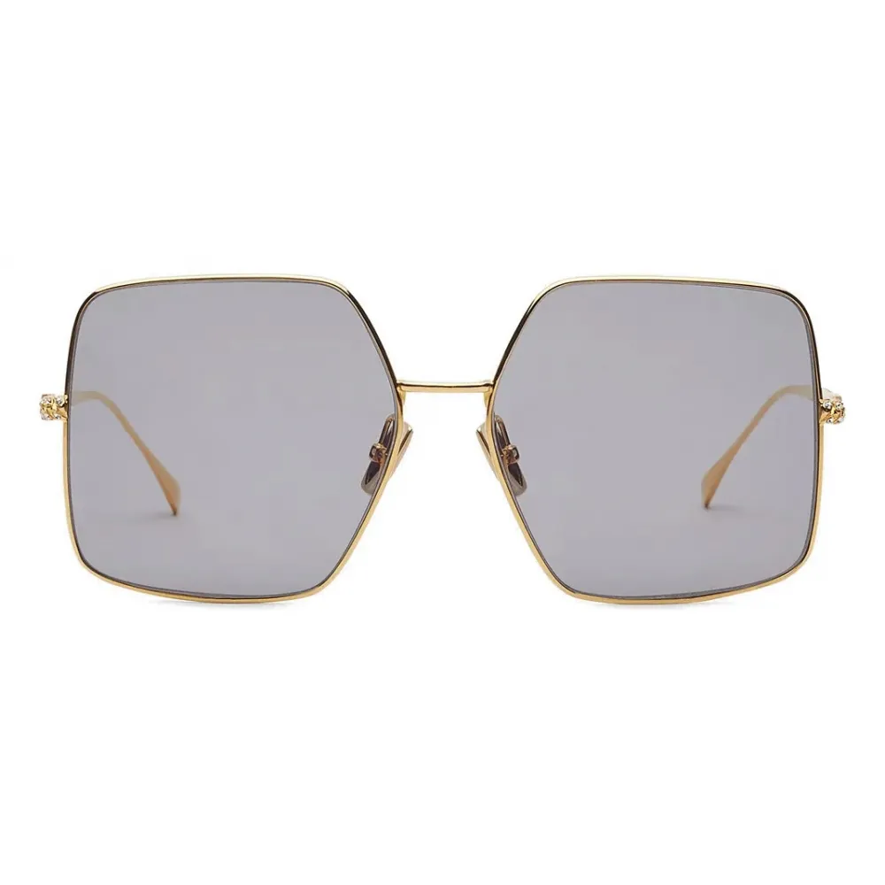 Fendi - Baguette - Occhiali da Sole Quadrata Oversize - Oro Grigio - Occhiali da Sole - Fendi Eyewear