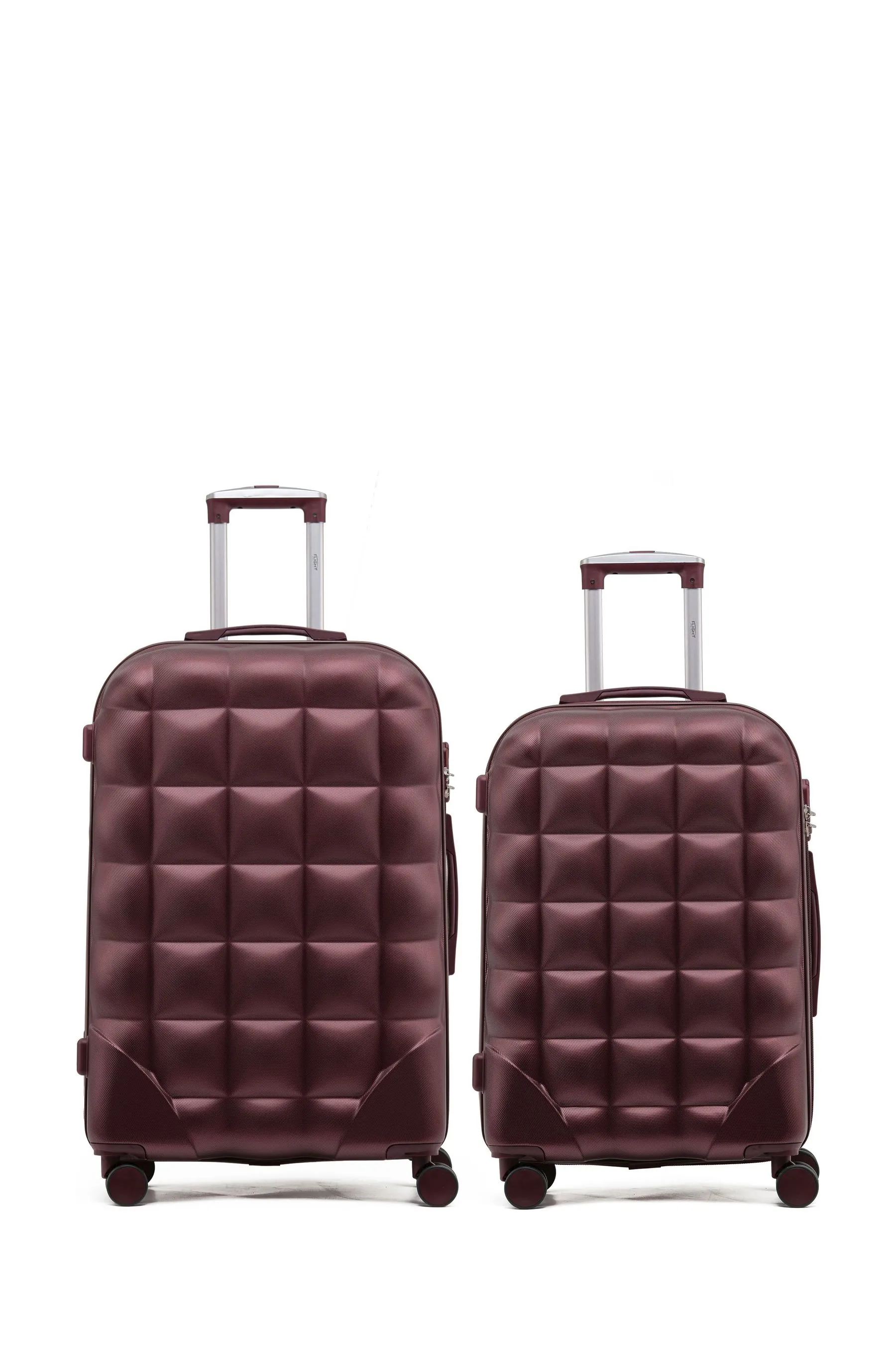 Flight Knight - Marrone media A quadri in - Set da 2 bagagli da viaggio con custodia rigida a palloncino