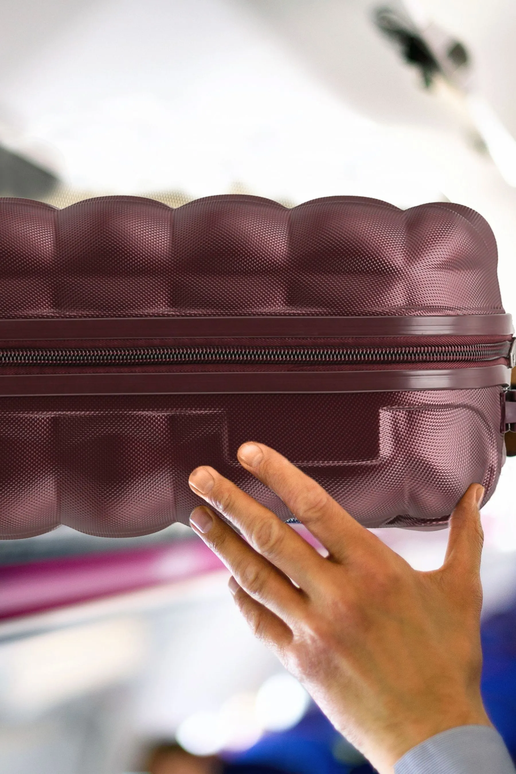 Flight Knight - Marrone media A quadri in - Set da 2 bagagli da viaggio con custodia rigida a palloncino