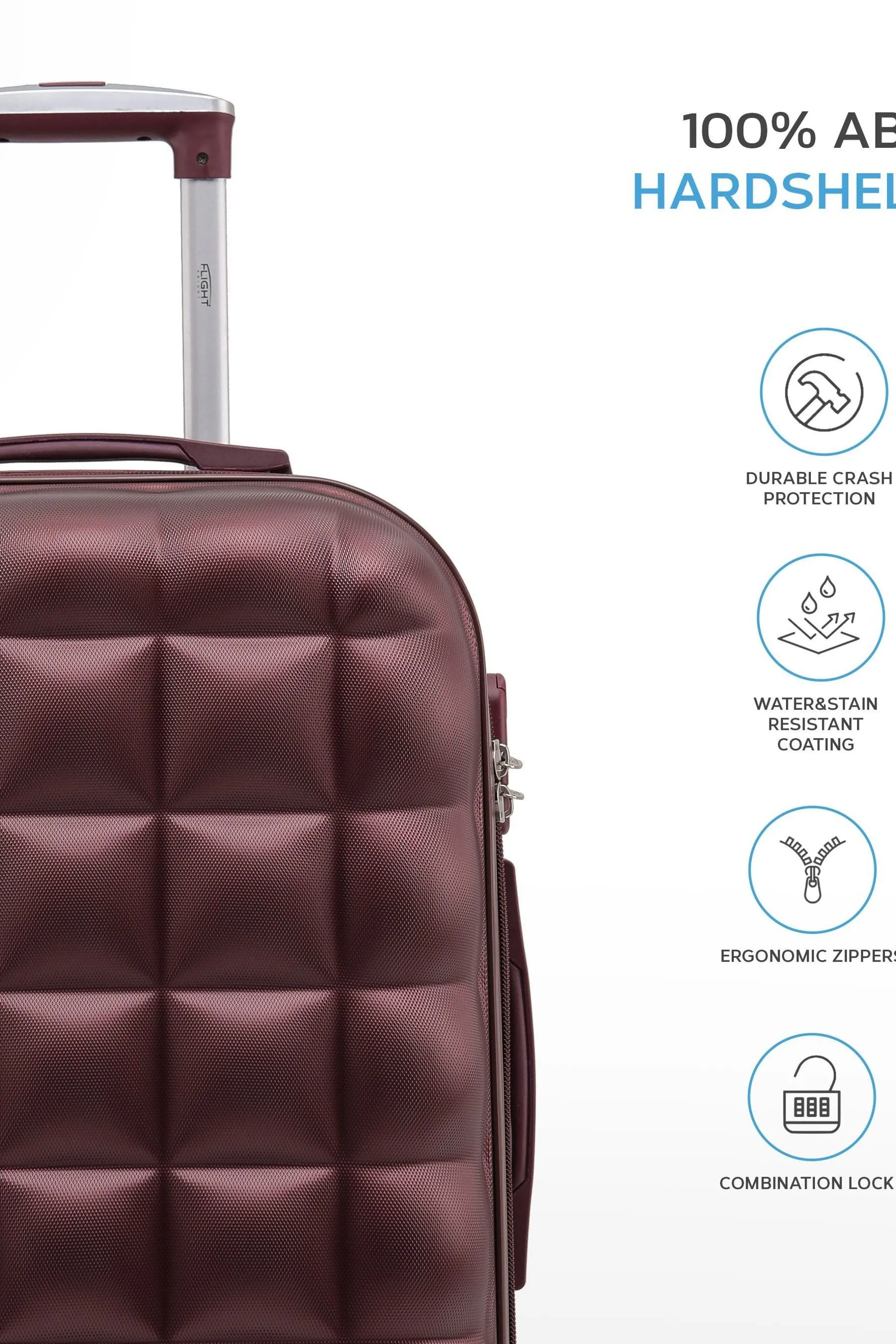 Flight Knight - Marrone media A quadri in - Set da 2 bagagli da viaggio con custodia rigida a palloncino