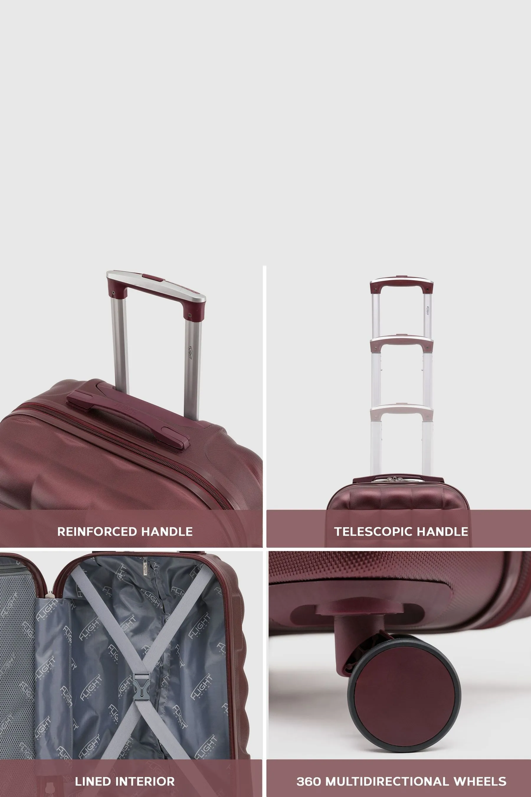 Flight Knight - Marrone media A quadri in - Set da 2 bagagli da viaggio con custodia rigida a palloncino