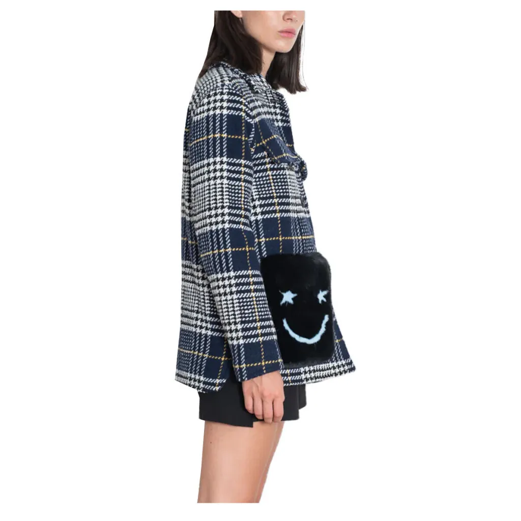 FRONT STREET 8 giaccone donna check blu/giallo FW104 MADE IN ITALY