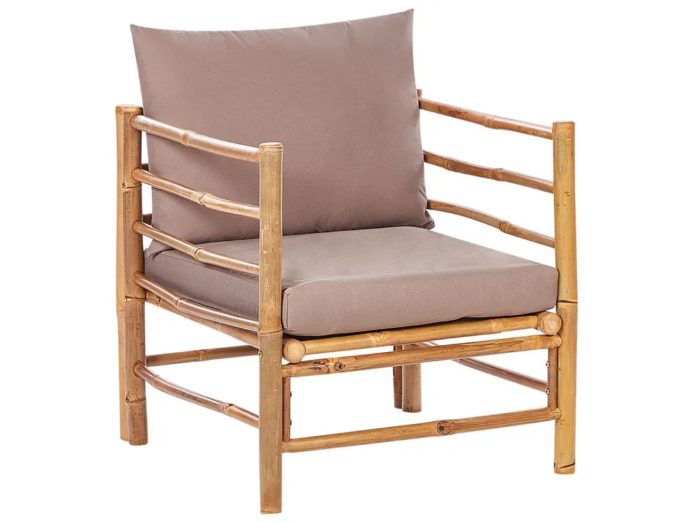 Garden Lounge Set with Table 4 Seater CERRETO Bamboo Wood Taupe